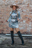 Silver Sequin long sleeve Dress