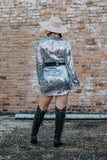 Silver Sequin long sleeve Dress