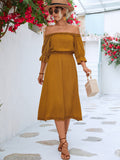 Frilled Off-Shoulder Sleeve Dress