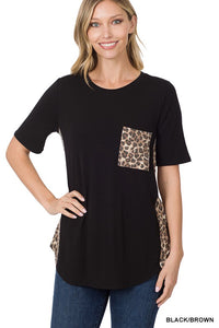 Leopard Black side panel pocket shirt