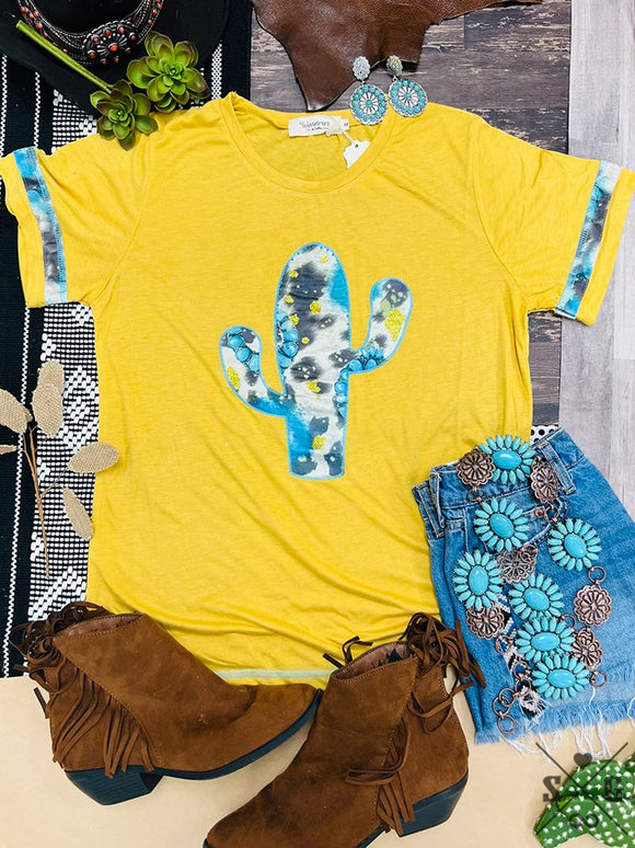 Cactus Cow Turquoise Shirt