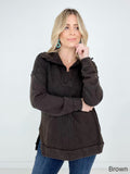Long-Sleeve Waffle Knit 3/4 Zip