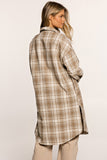 Plaid Button-Up Longline Shacket with Breast Pockets