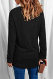 Black Leopard Floral Star Print V Neck Long Sleeve Top