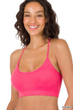 CROSS BACK PADDED SEAMLESS BRA WITH ADJUSTABLE STRAPS