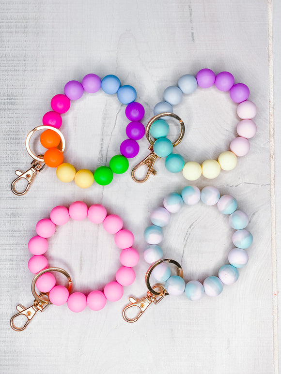 Silicone Beaded Bracelet Keychain