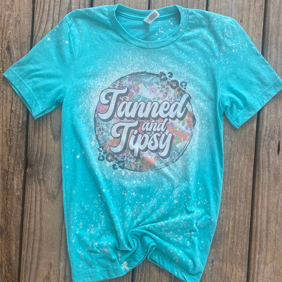 Tanned & Tipsy Teal Graphic T-shirt