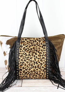 Brown Cow Cheetah Fringe Tote