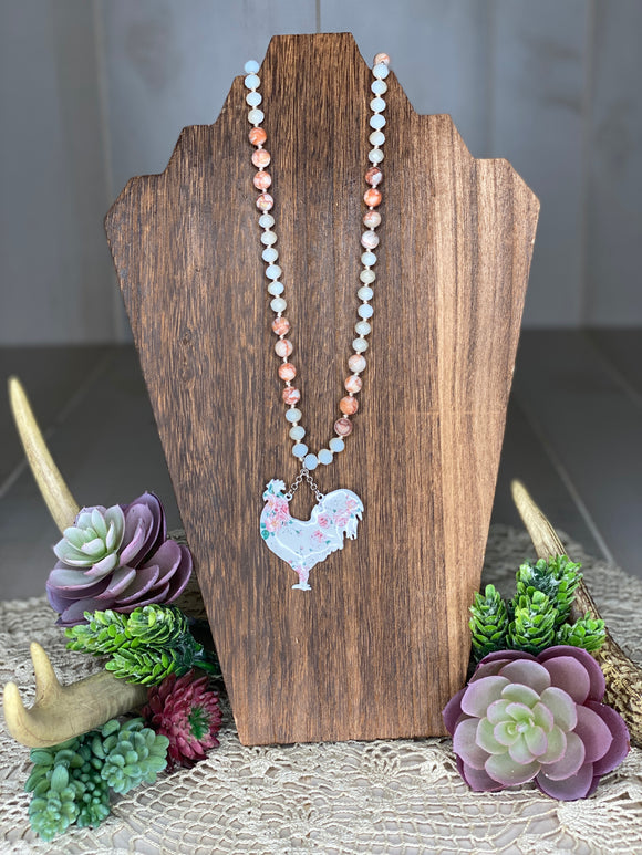 Rooster Embellished Beaded Necklace