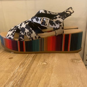 Cow Cute Western Wedges