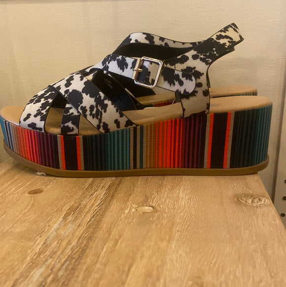 Cow Cute Western Wedges