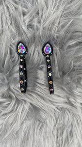 Hoop Iridescent teardrop Bling earrings