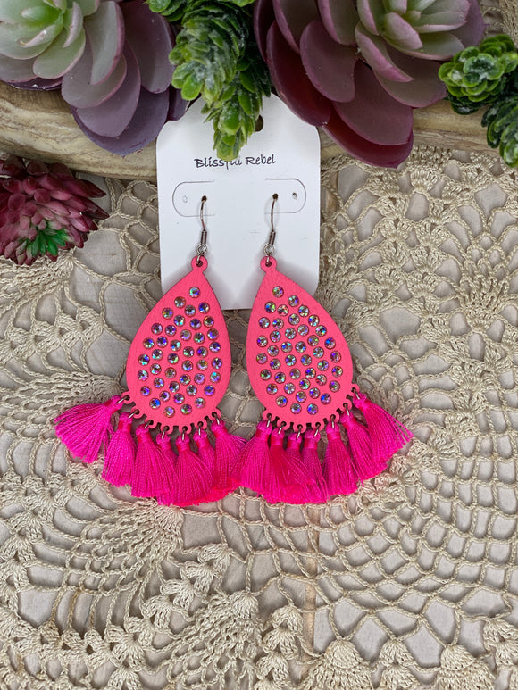 Concho Teardrop Fringe Earrings