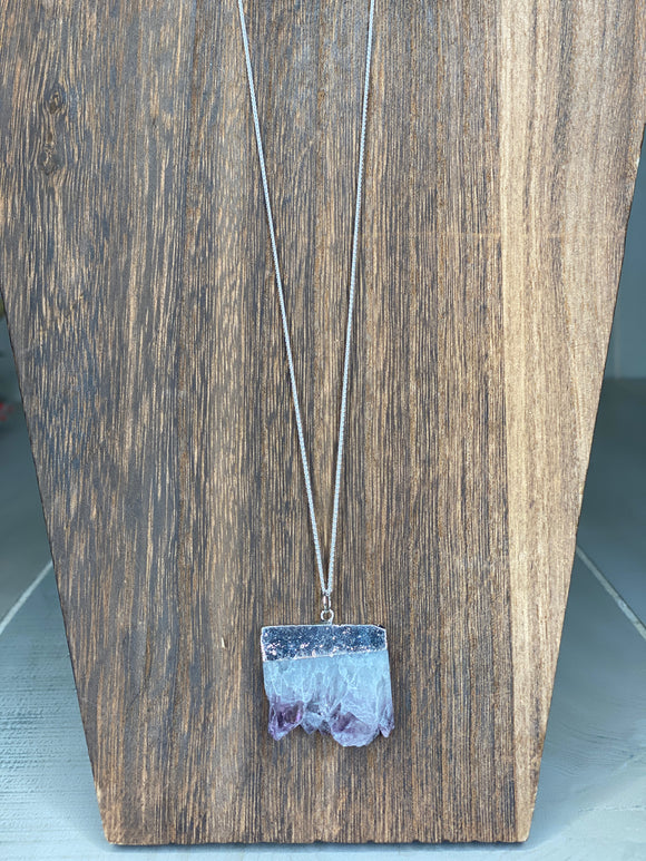 Quartz Amethyst Stone Sterling Silver Necklace