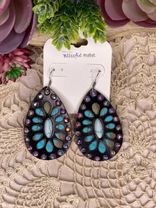 Concho Faux Leather Earrings