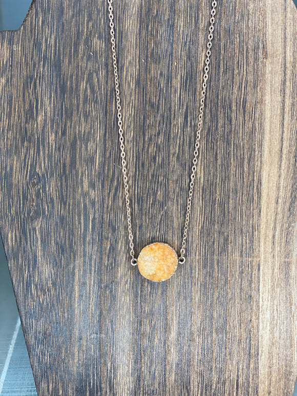 Natural Druzy Stone Round Necklace