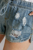 Distressed Denim Shorts with Pockets