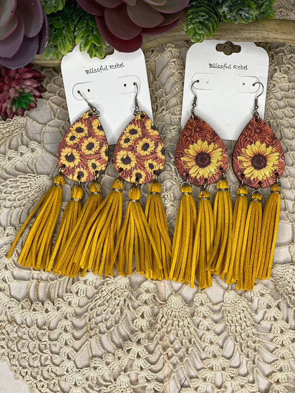 Sunflower Fringe Earrings