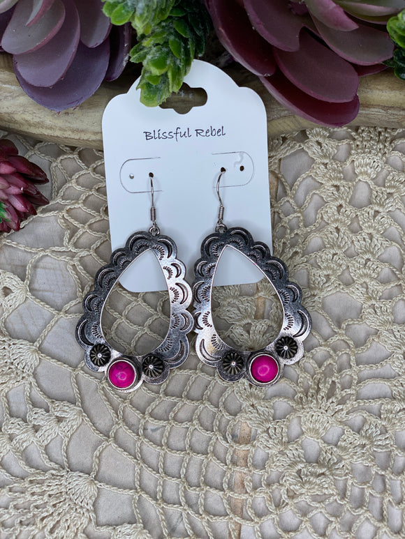 Western Pink Hoop Earrings