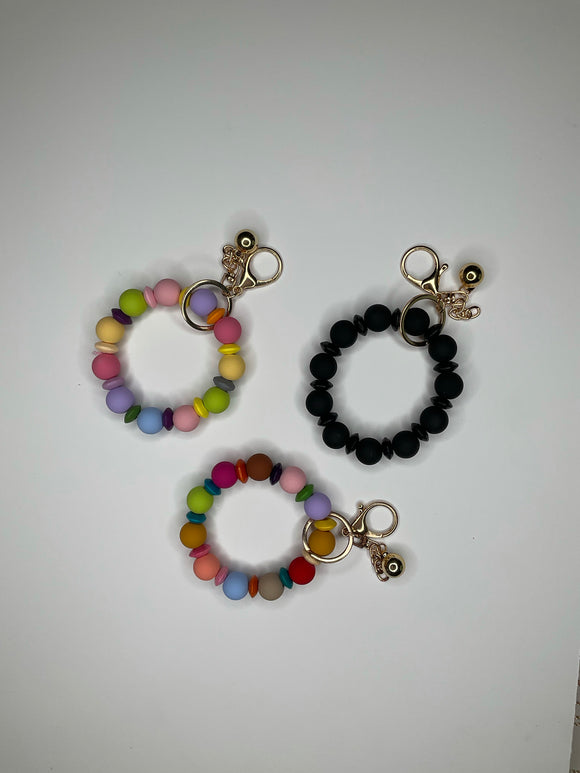 Colorful Wood Elastic Bracelet keychains