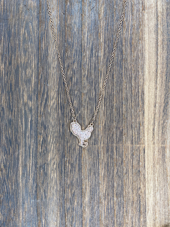 Druzy Rooster Necklace