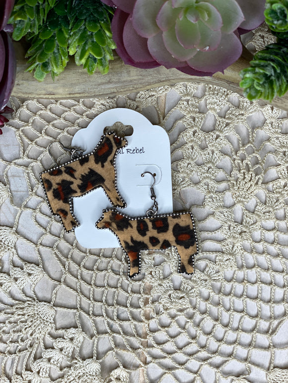 Large Leopard Cow Earrings