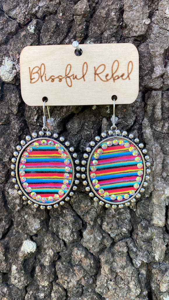 Serape Round Bling Earrings