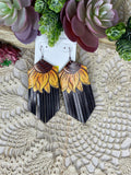 Genuine Leather Sunflower Earrings