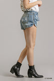 Distressed Denim Shorts with Pockets