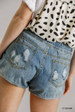 Distressed Denim Shorts with Pockets